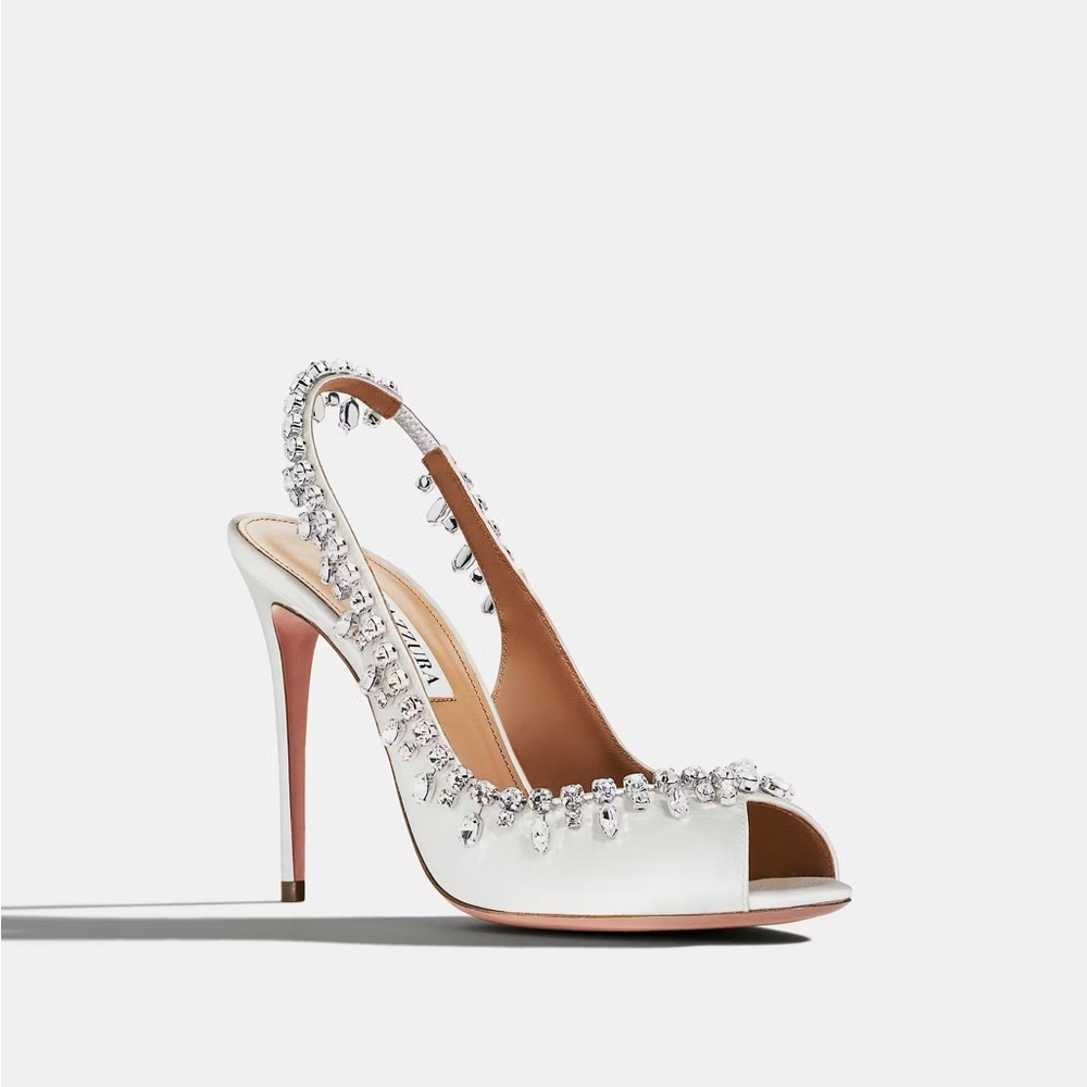 Aquaazzura bridal White-Embellished Women's Heels - Picture 4 of 12